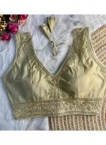 Roman Silk Gold Party Wear Embroidery Work Readymade Blouse